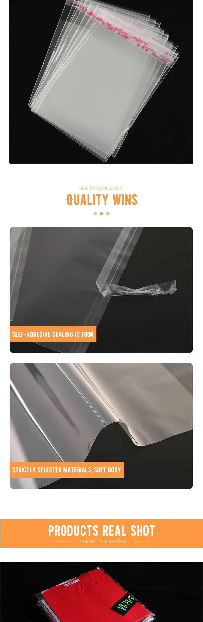 OPP selbstklebende, transparente, selbstverschließende Beutel, Plastiktüten, Schmuckbeutel, Mini-Beutel, Geschenktüten, Süßigkeitenbeutel, gute Haftung – Detail 10