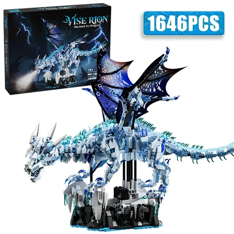 

1646pcs Creative Mythical Dragon Building Blocks Set Ice Dragon Flying Dragon 3D Model Kit DIY Assembly Bricks Kids Gift​
