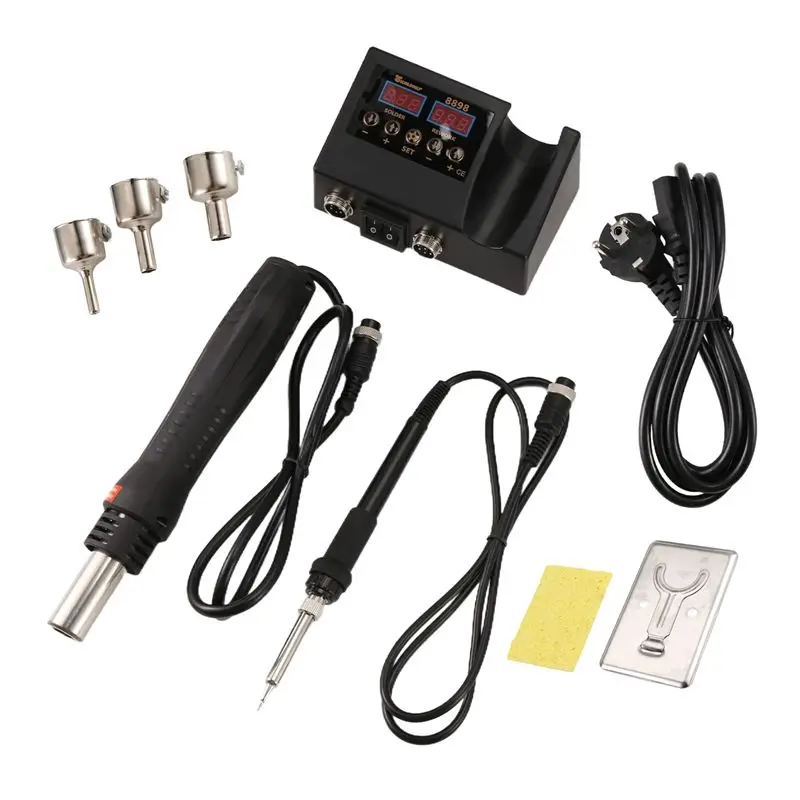 

A76K 2In1 Soldering Station 8898 Digital Display Welding Rework Station Electric Soldering Iron Hot Air Repair Tools