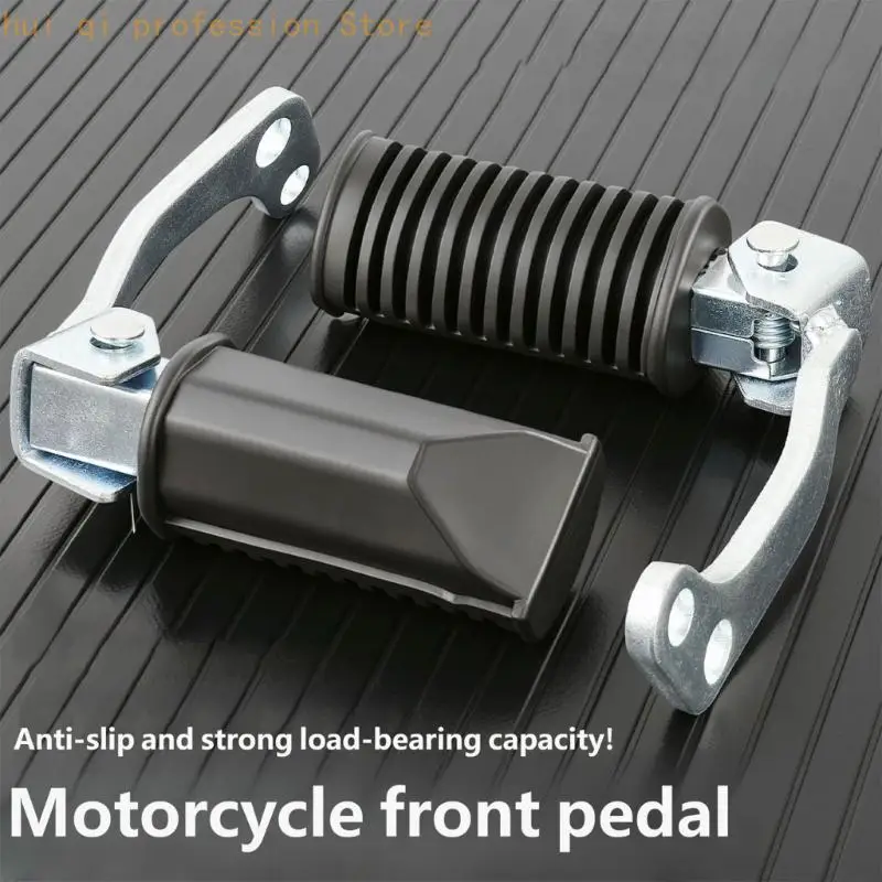 Motorrad-Wartungs-Fußrastenpaar, schwarze gerippte Gummipolster und Metallhalterungsbaugruppen für GN125-Ersatz vorne. – Detail 5