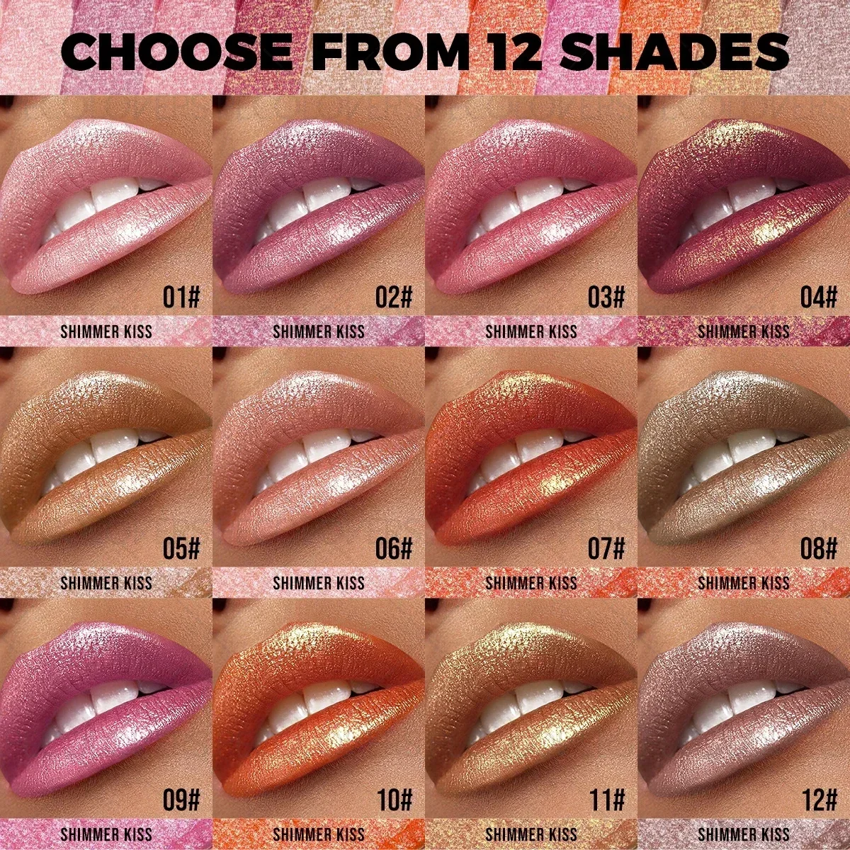 1PC Lipstick & Lip Gloss - Colorful Pearlescent Sparkling, Non-Sticky Long-Lasting for Beginners' Daily & Holiday Makeup