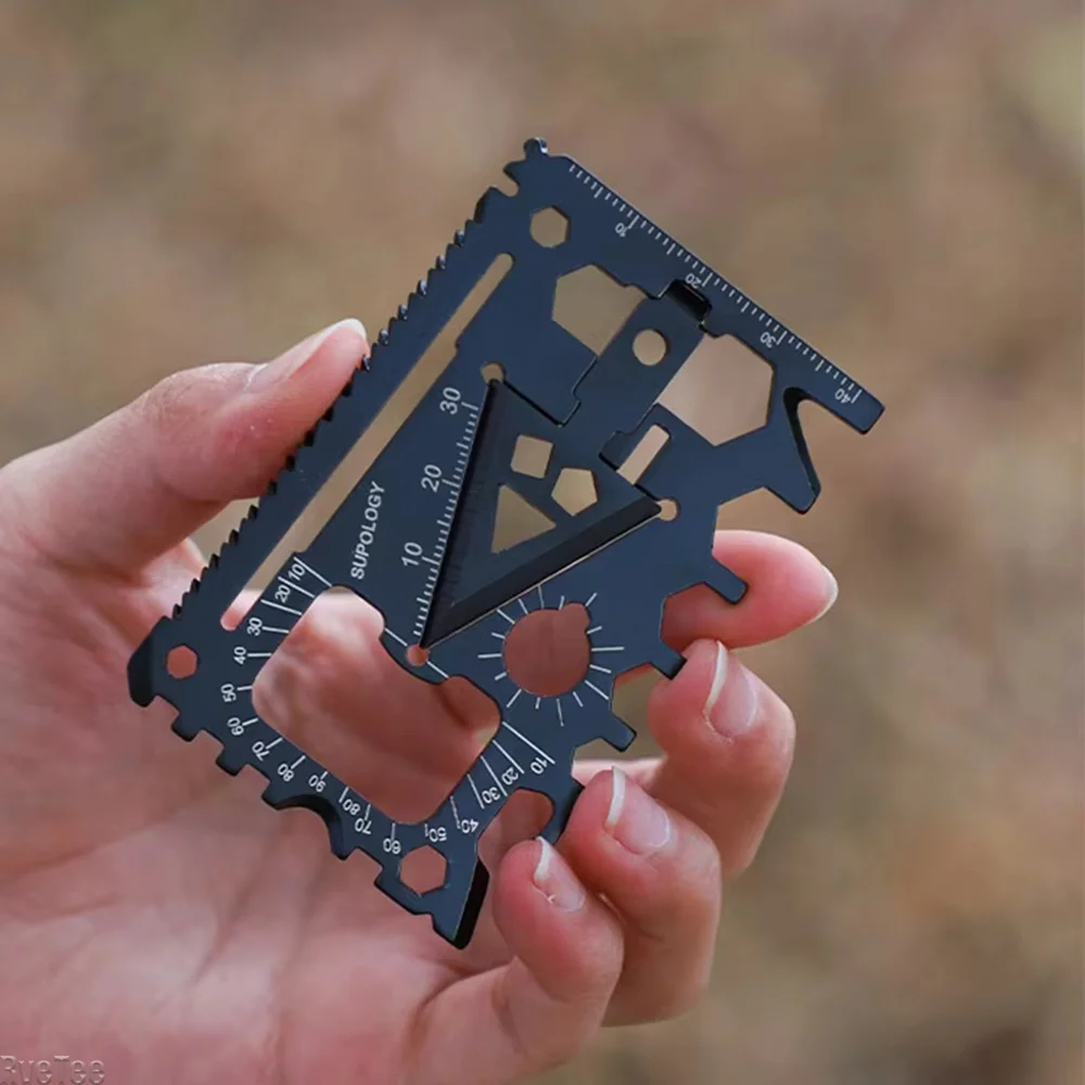 Credit Card Sized 18-in-1 Multitool Stainless Steel Folding EDC Pocket Tool Bottle CanOpener Screwdriver WrenchOutdoor Emergency