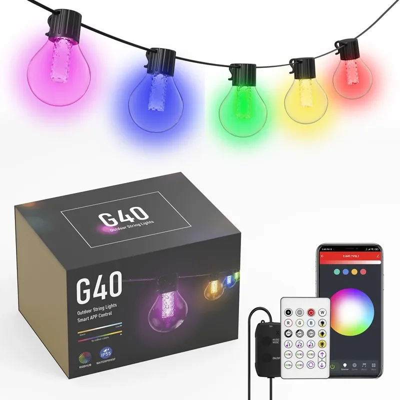 Smart Festoon Led String Light G40 Globe RGB Warm White Street Garland  Bluetooth Fairy Light Outdoor Decor for Backyard Patio