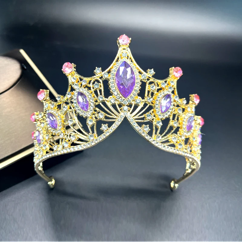 1pc Baroque Crystal Crown Horse Eye Rhinestone Banquet Birthday Gift Bride Wedding Hair Accessory Jewelry Headband Crown