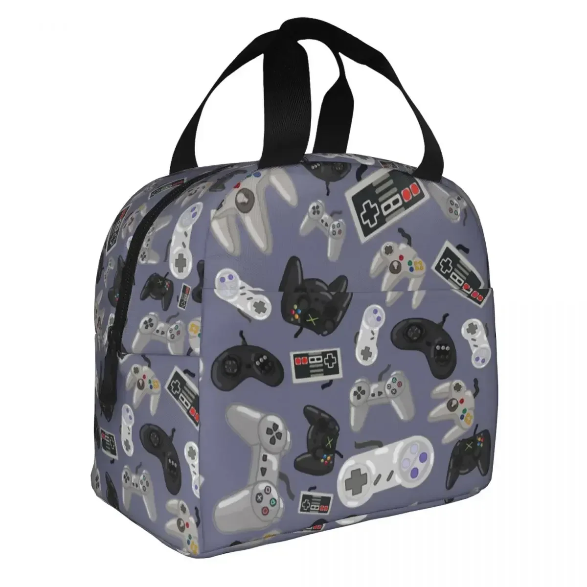 

Old School Video Game Controller - Repeating Pattern Insulated Lunch Bag Meal Container Cooler Bag Lunch Box Tote Bento Pouch