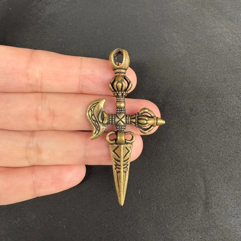 Tibetan-style brass , five-pronged , cross-shaped demon-suppressing , vajra scepter pendant accessory
