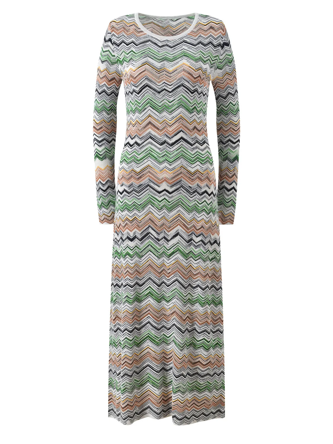 

Волнистый узор Color Blo Slim Fit Long Sve round Ne Трикотажное женское платье Dr Ele Faionable для пар