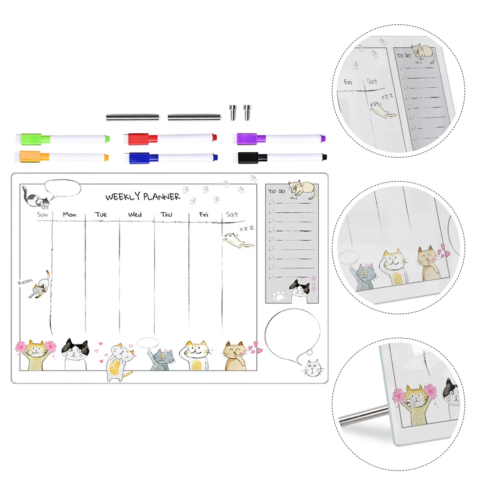 Tableau de menu transparent et effaçable en acrylique pour étudiant, calendriers de bureau, écriture, note