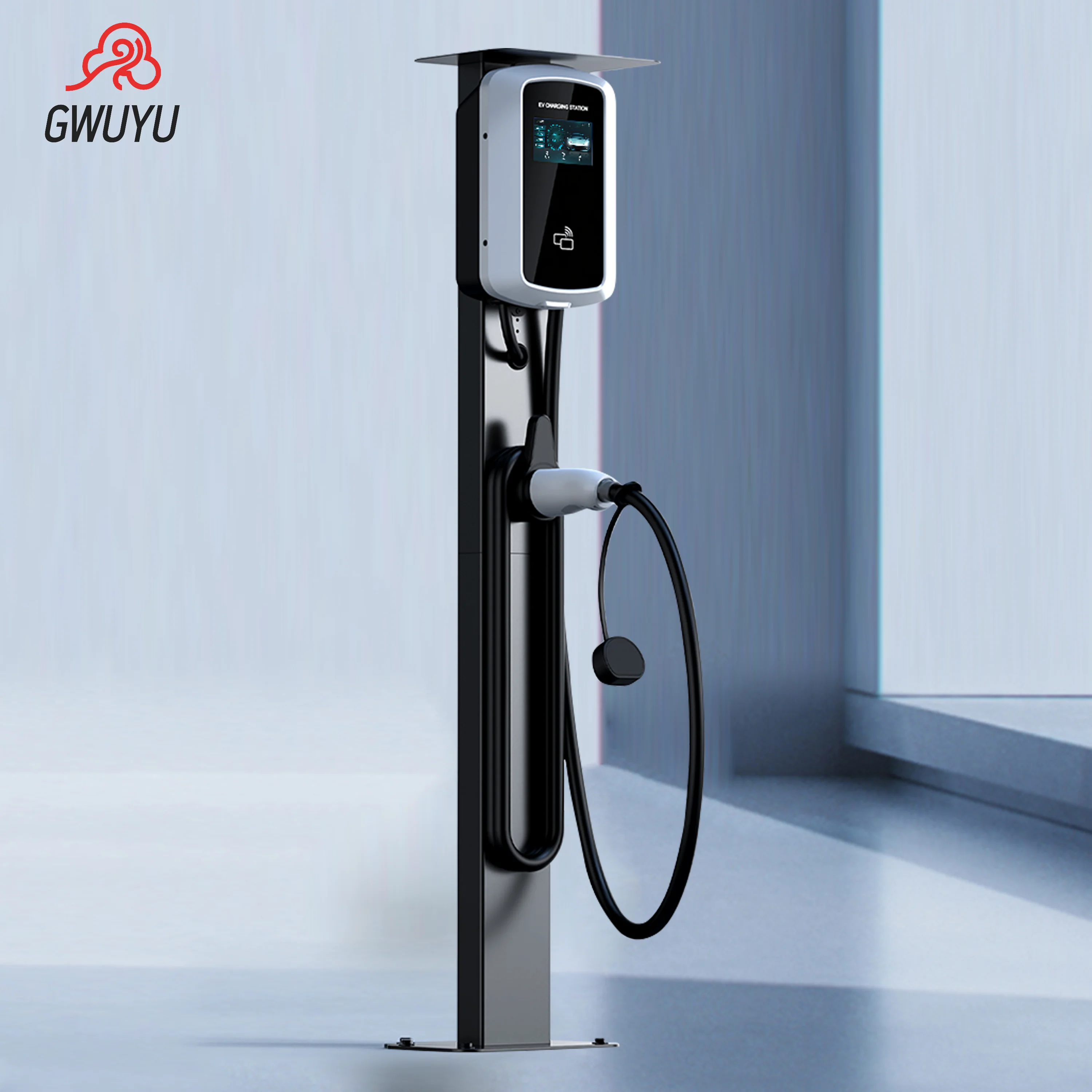 GWUYU EV شحن حامل الركيزة حامل سهل التركيب العالمي EV شحن تصاعد القطب سبائك الألومنيوم Evse عمود الوقوف