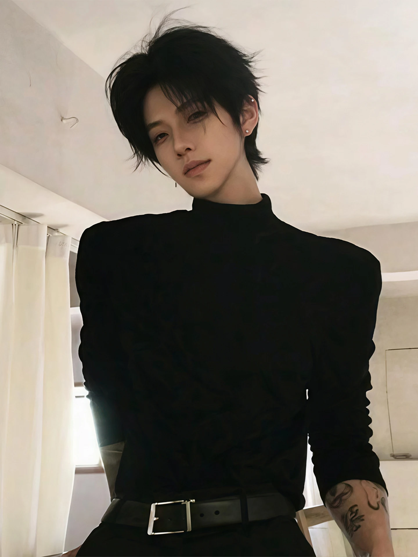 

Мужская термофутболка с высоким воротником, утепленная, на флисовой подкладке, для осени и зимы