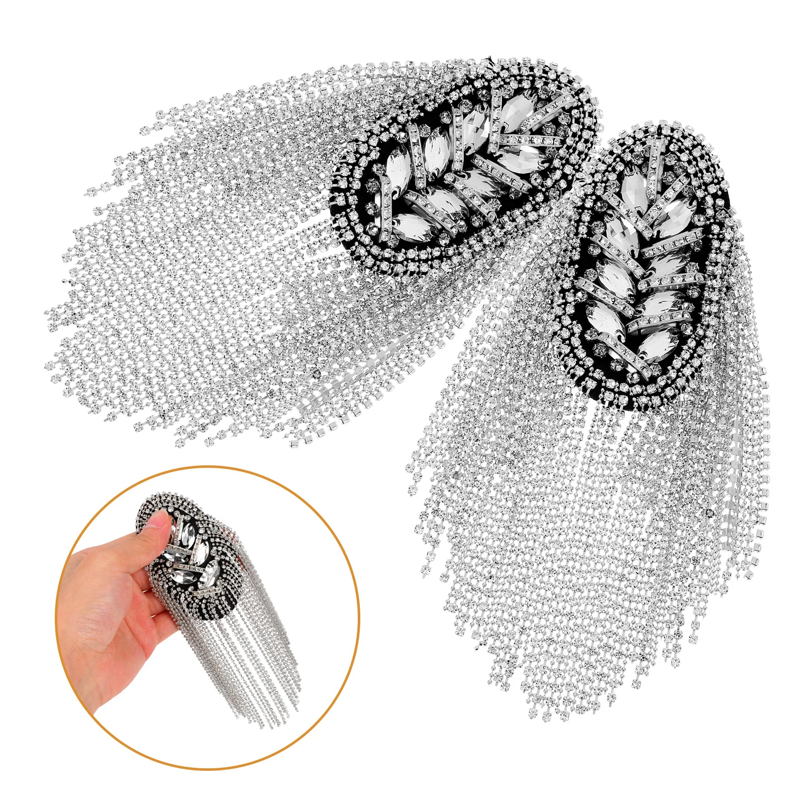 

2Pcs Metal Shoulder Epaulets Tassel Chain Epaulettes Costume Shoulder Decoration Wedding Party Prom Photo Suit Epaulets
