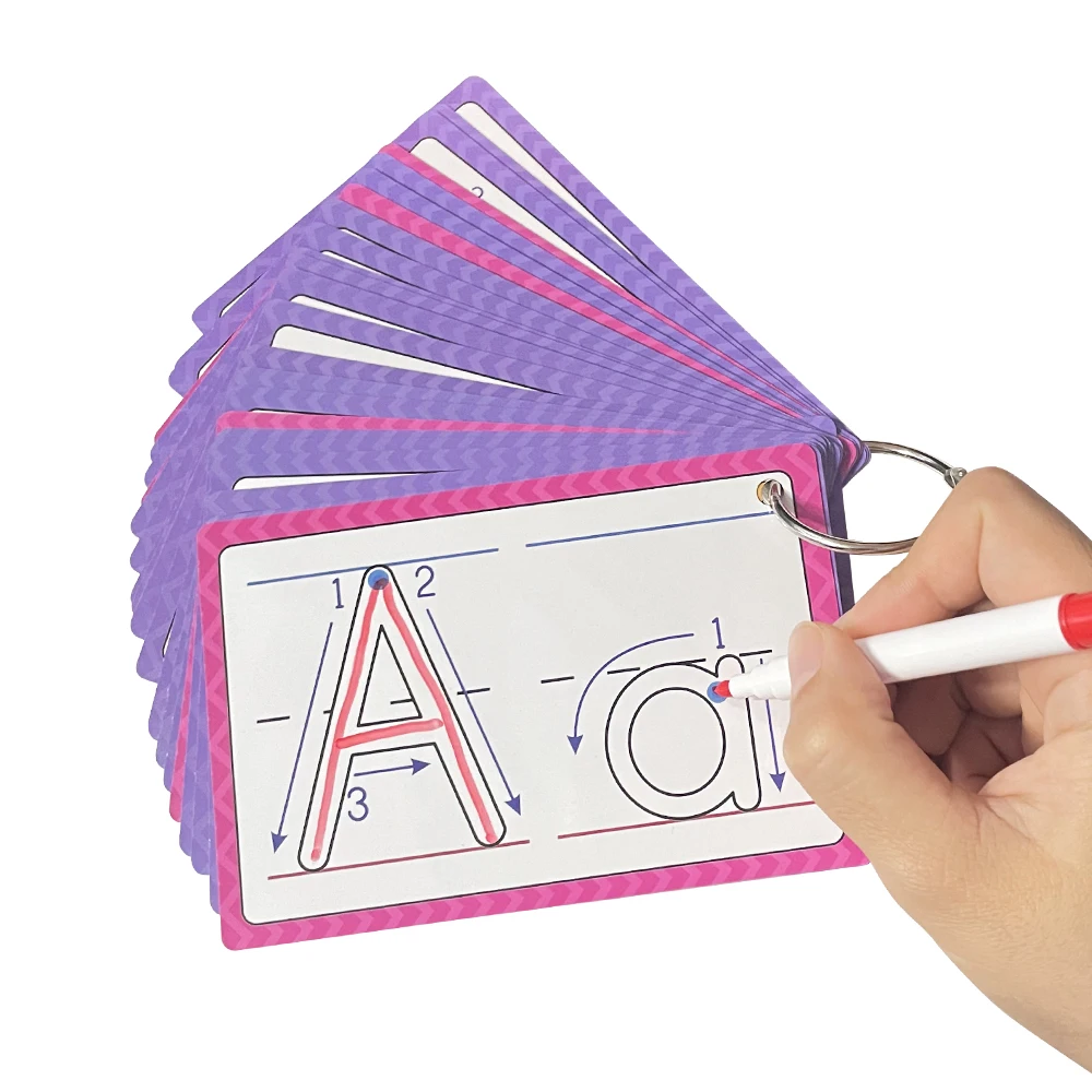 Jouets éducatifs pour enfants, apprentissage des cartes Flash abc avec le stylo raisonnable, pratique d'écriture, 26 mots de l'alphabet, CVC