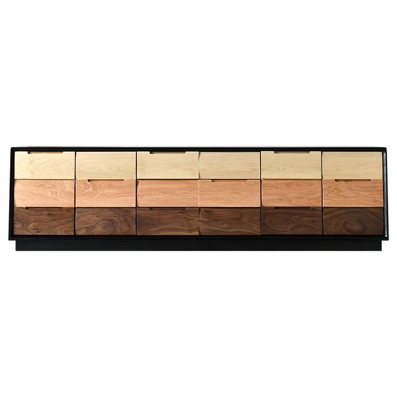 

High floor-to-ceiling TV cabinet combination North American black walnut simple floor cabinet small apartment