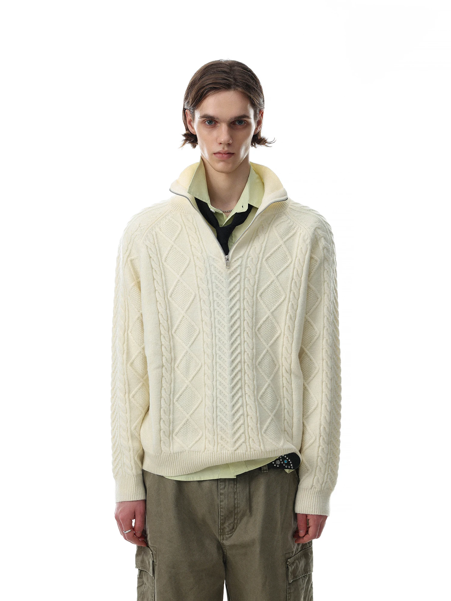 American Retro Texture Pure Color Knitted Sweater Men's Loose Lazy Style Top MR NEARLY Brand Casual Comfortable Long Sleeve