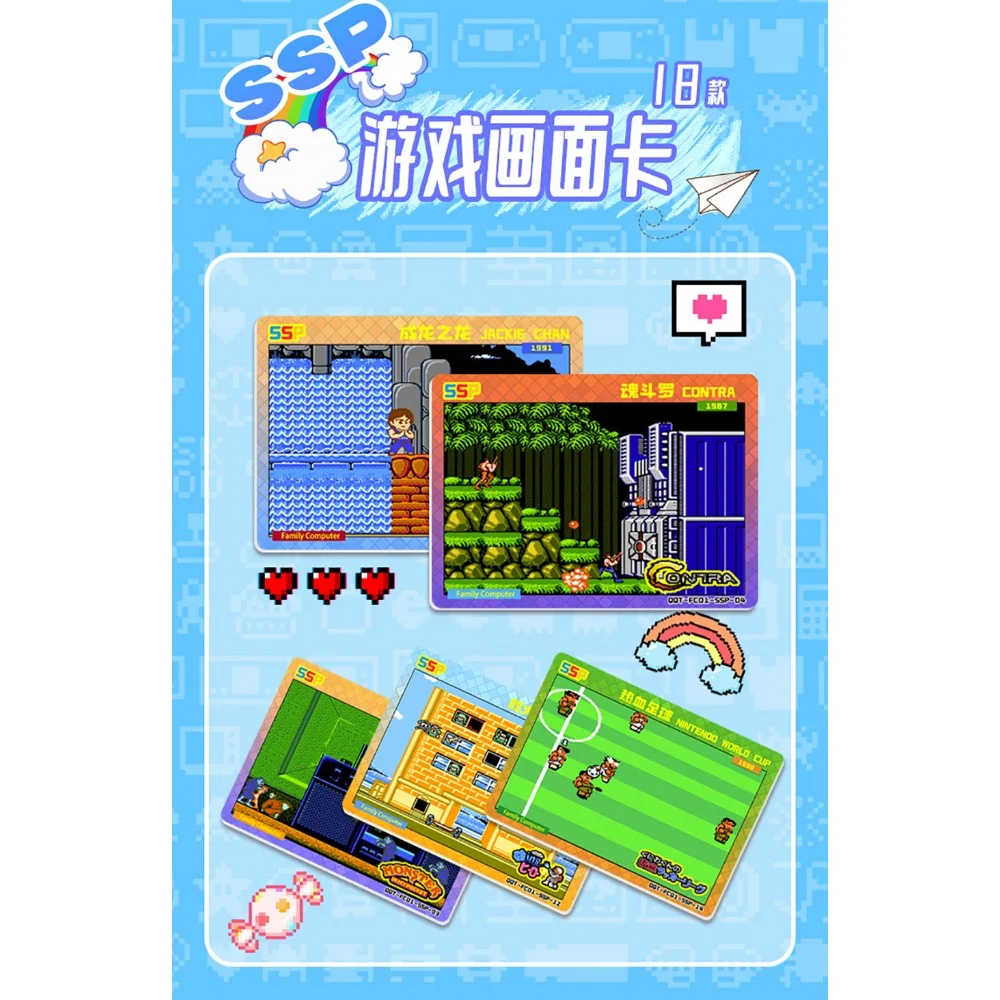 Original Family Computer Childhood Games Cards for Enthusiast Anime Protagonist Pixel Style Close Up Cards Birthday Gifts Toys