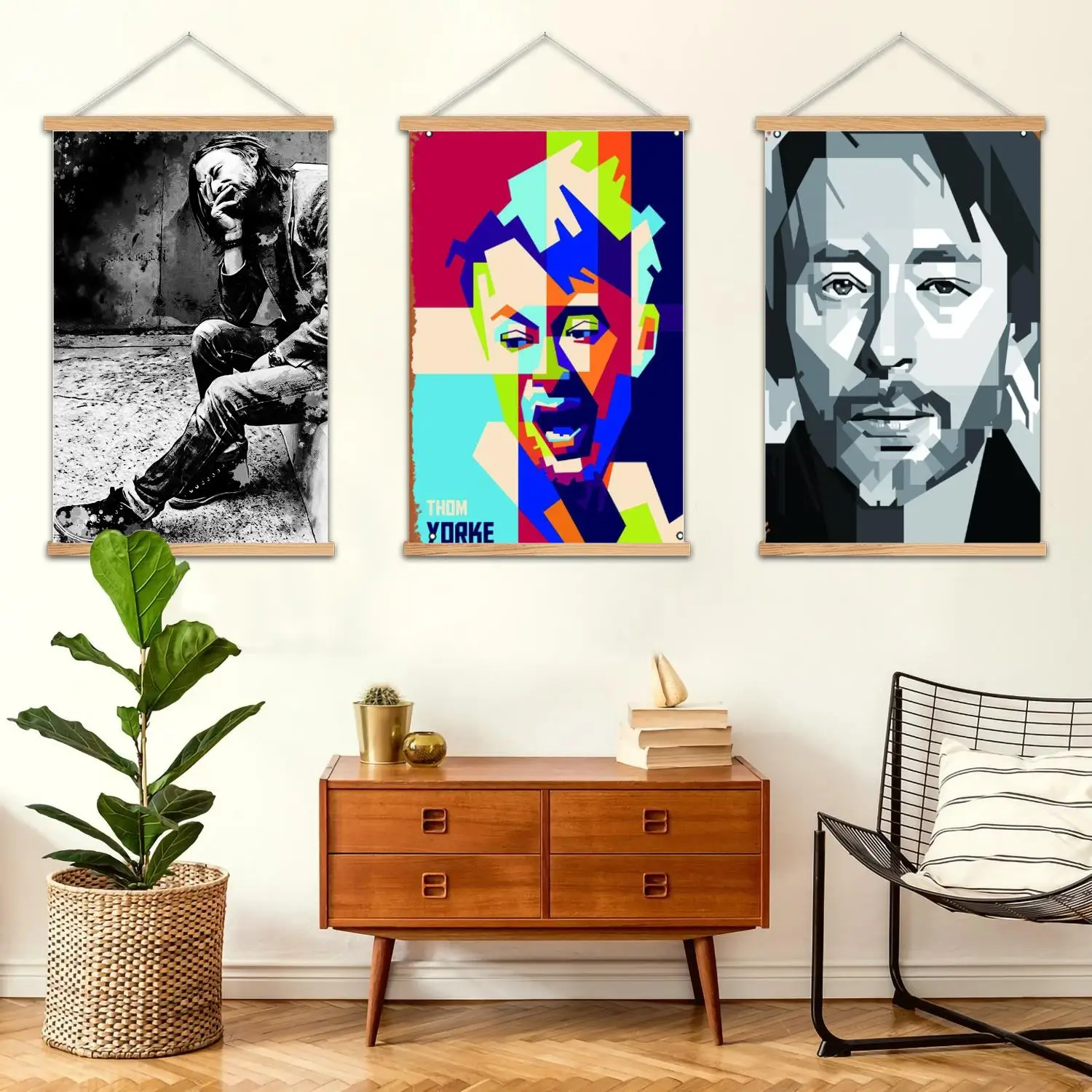 Thom Yorke Framed Wall Painting Canvas Art Poster and Wall Art,  Modern Family Bedroom Decor,Decorative painting