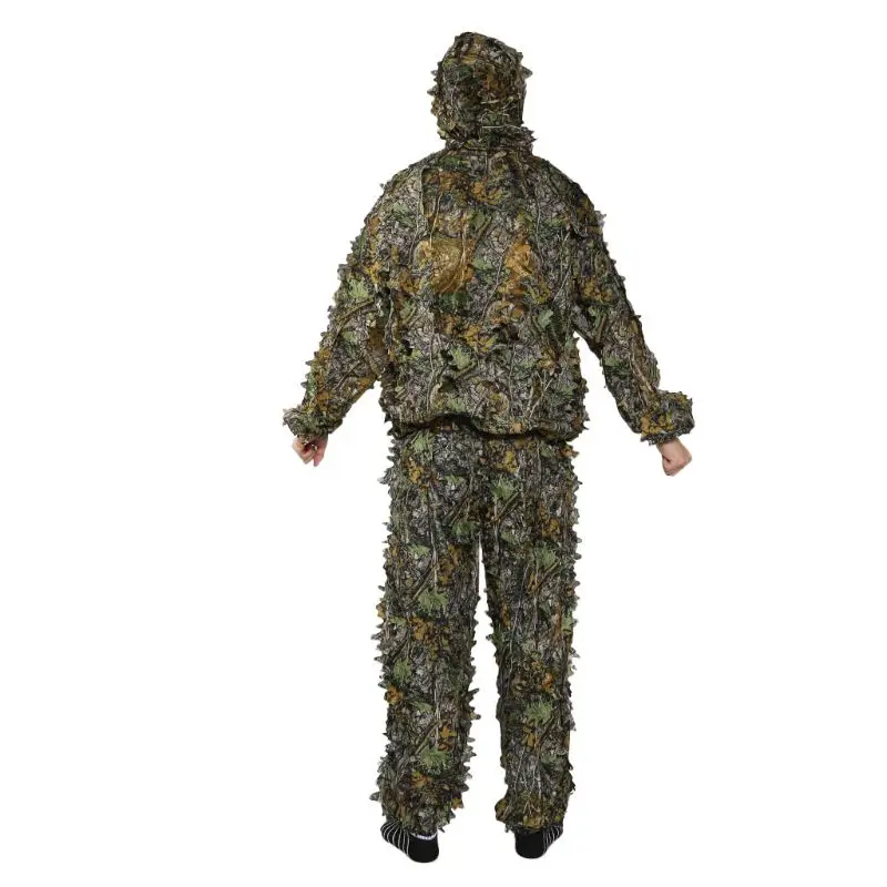 1 Set Hunting Clothes 3D Leaf Coat Trousers Camouflage For Outdoor Jungle Watch Bird Clothes