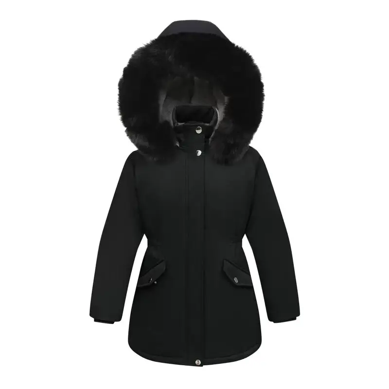 

Зимняя теплая пуховая плюшевая куртка для девочек от 4 до 14 лет, пальто с капюшоном для альпинизма и пешего туризма, детская одежда, термоспортивная одежда