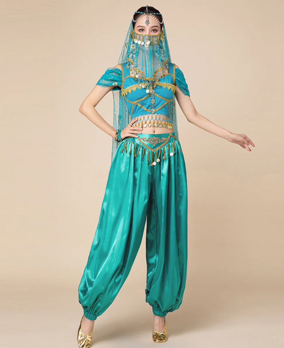 Arabian Princess Costumes belly dance dress Indian Dance Embroider Bollywood Jasmine Cosplay Costume Women Party Fancy Outfit