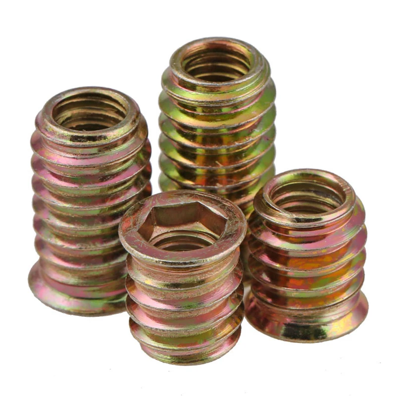 10pcs/50pcs M6 M8 M10 Zinc Alloy Iron Inside Carbon Steel Hex Socket Drive Insert Nuts Threaded For Wood Furniture