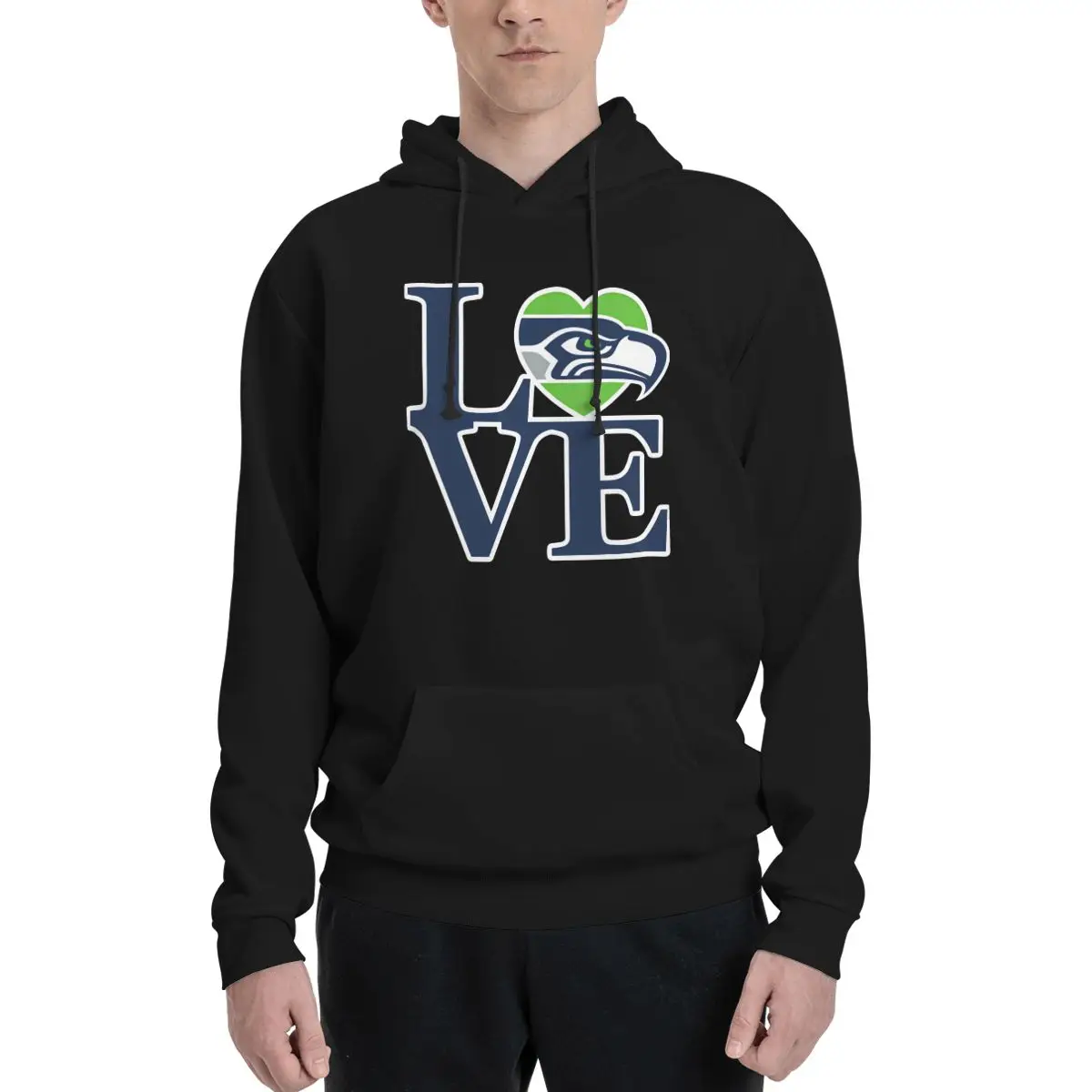 Seattle Love Football Hoodie For Men Women Pullover Long Sleeve Sweatshirts Drawstring Hooded Shirt with Kanga Pocket