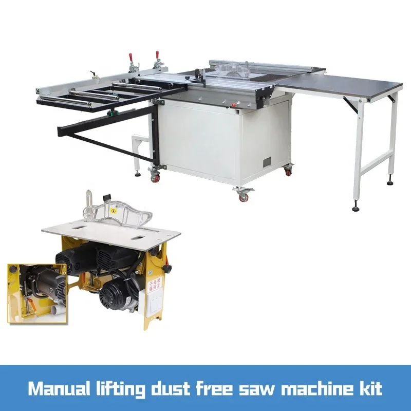 

【Best-selling】Simple MJ23B Woodworking Sliding Table Saw Mini Hobby Table Saw with Dust-free Double Saw Machine