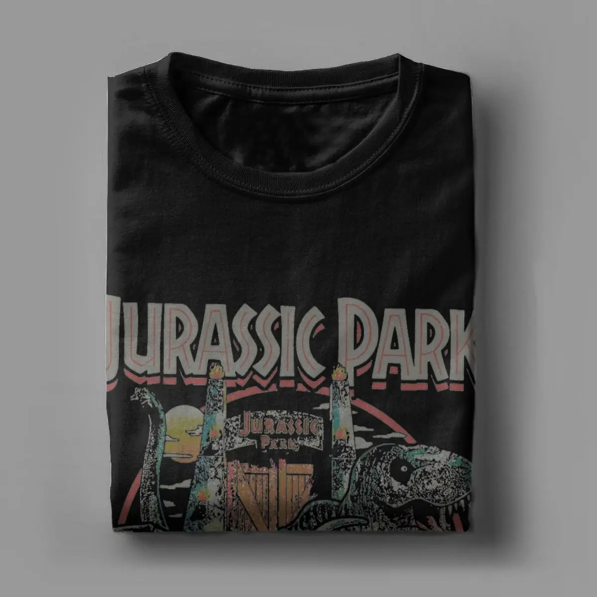 Jurassics Parks Dinosaur Attack Isla Nublar Circle Men T Shirts Unique Tee Shirt Short Sleeve T-Shirt 100% Cotton Printing Tops