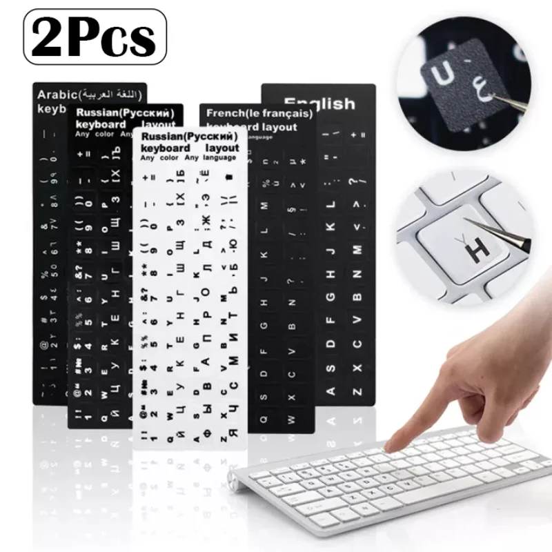 Russian English Keyboard Stickers Letter Alphabet Layout Sticker Universal Laptop Desktop PC Computer Keyboard Letter Stickers