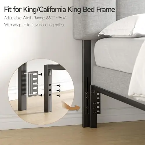 Adjustable Headboard for King/California King Size Bed Frame, Linen Fabric Bed Headboard with Storage & RGB LED Light - view 5