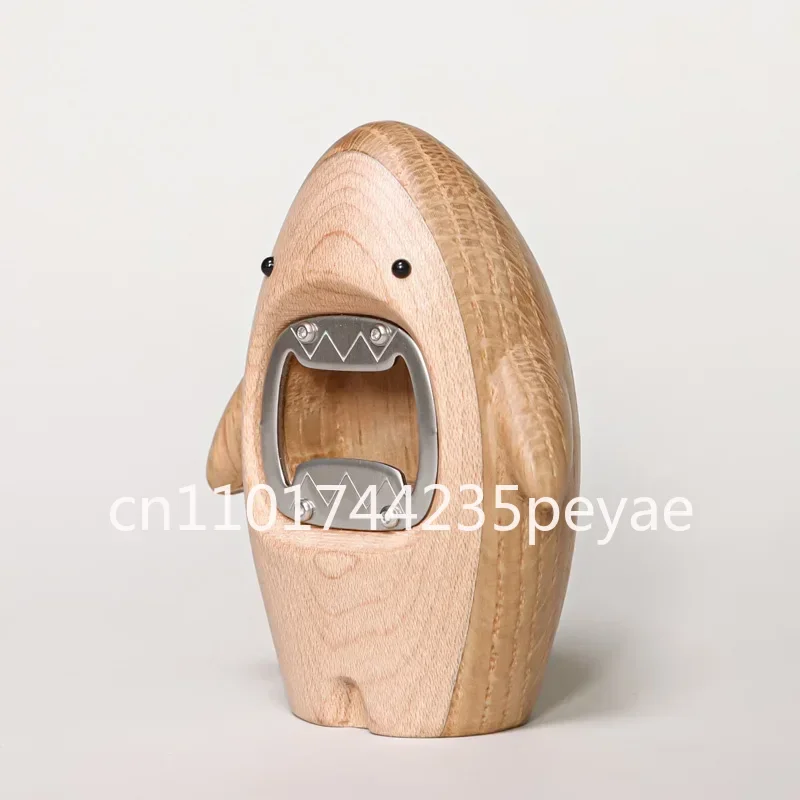 

Creative Wooden Shark Ornament Beer Bottle for Opener Statue Portable Corkscrew Wine Soda for Party Home Decoration
