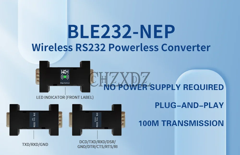 2/5 Pz/lotto BLE232-NEP Wireless RS232 Porta COM Convertitore Power-Free Seriale CH9140 3 Pin 9 Pin DB9 Cavo WCH