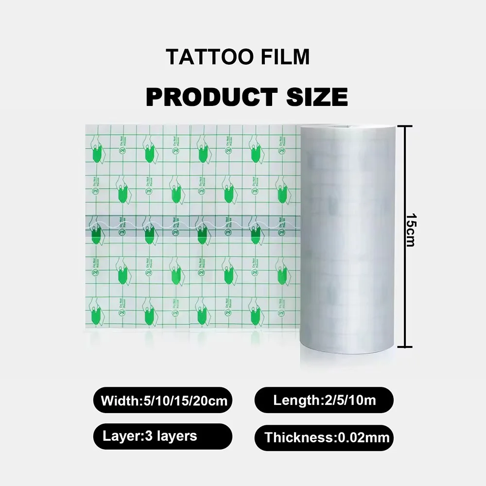 10/5/2 متر الوشم شفاء فيلم بولي Tape الشريط مقاوم للماء الوشم الرعاية اللاحقة واقية الجلد لاصق إصلاح الضمادات لفة الوشم اكسسوارات