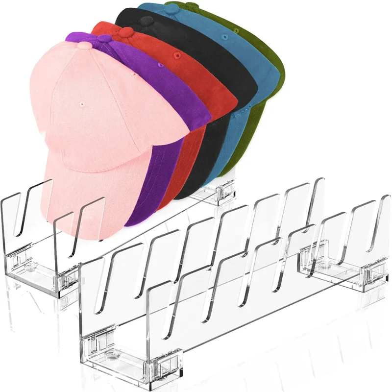 

N98R Hat Stand Organizer 2 Set Up To 14 Baseball Caps, Gorras Hats Display Rack Storage For Bedroom,Closet,Dresser And Office