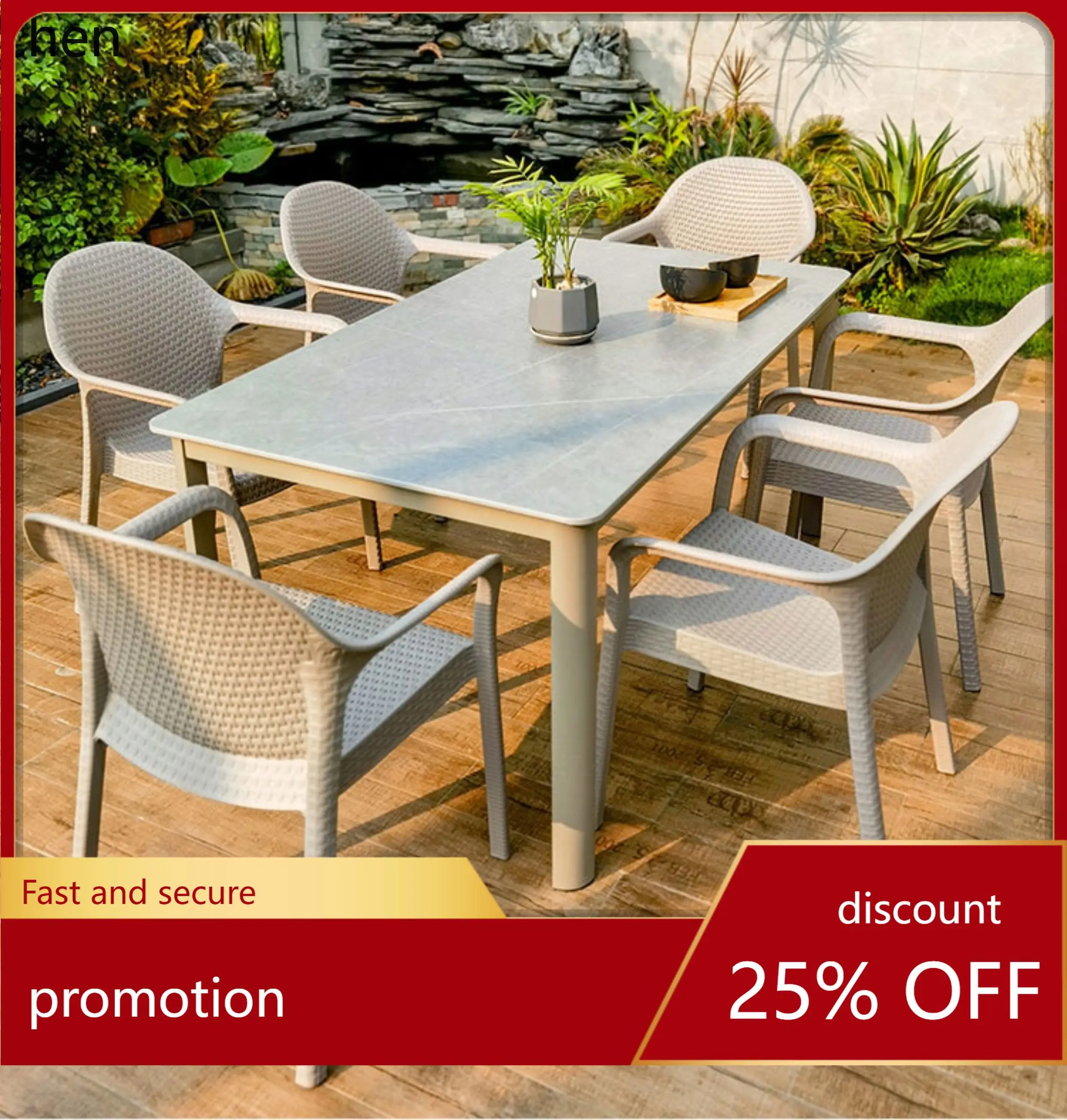 

YFY Уличный стол и стулья Двор Открытый отдых Магазин чая с молоком Открытый дисплей Открытый рок-доска Стол и стулья