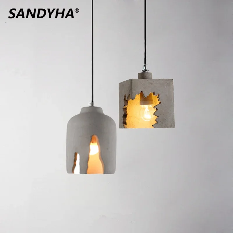 SANDYHA Lustre de Cimento Estilo Industrial Nórdico Personalidade Criativa Novidade Lâmpadas Adequado para Decoração de Quarto Café