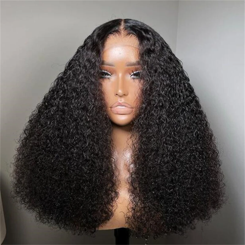 Perruque Lace Front Wig sans colle pour femmes noires, cheveux crépus bouclés, cheveux de bébé, longs et doux, densité 180, degré de chaleur, préplumé 03/3