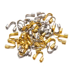 50Pcs/Lot Stainless Steel U Shape Wire Protectors Loops Clasps Connector For DIY Necklaces Bracelets Jewelry Making Supplies