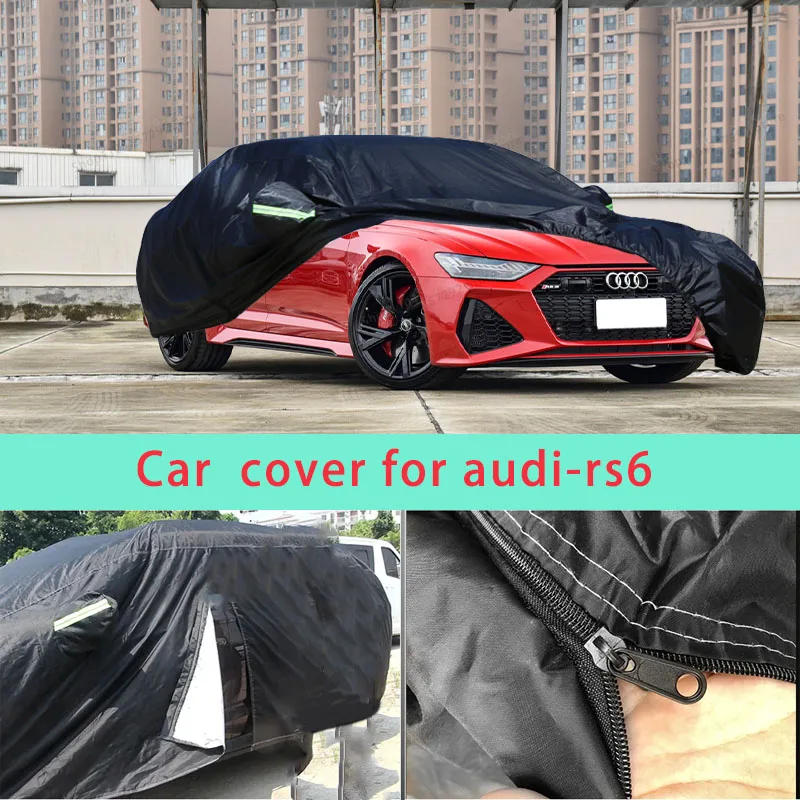 Pour audi-rs6 couverture de voiture extérieur complet noir couverture automatique pare-soleil Protection anti-poussière avec bandes réfléchissantes