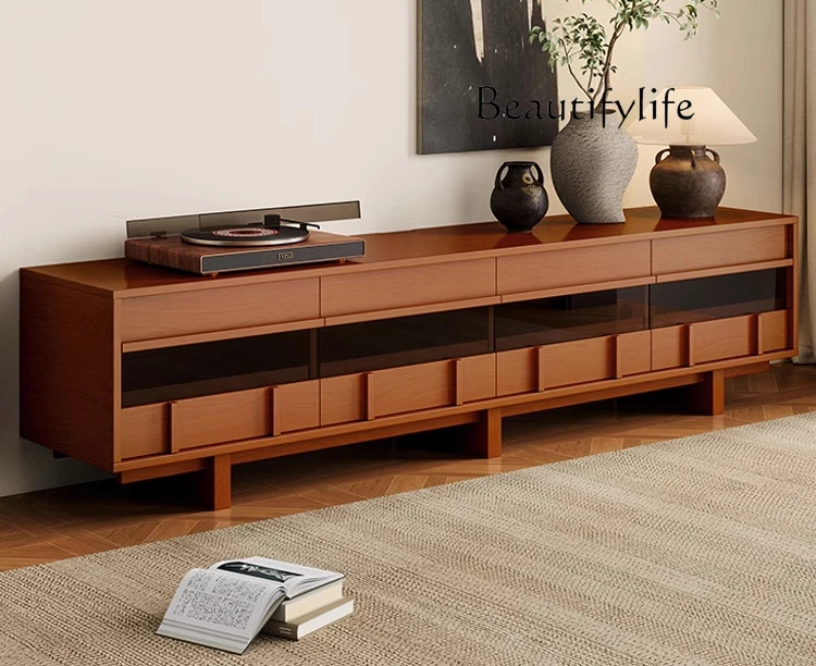 

Nordic Simple Retro Style Solid Wood TV Cabinet Small Apartment Living Room Floor Storage Storage Cabinet