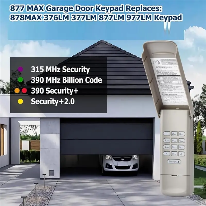 【CYBER MONDAY】Garage Door Opener Remote With 2 Keychain Style Keypads For Craftsman/Chamberlain Systems