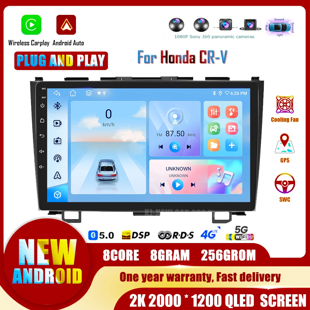 

For Honda CR-V 3 RE CRV 2006-2012 Android 14 Car Radio Multimedia Automotive Carplay Player Autoradio Head Unit Stereo GPS WIFI