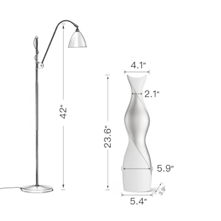 Modern Floor Vase for Living Room Bedroom Entryway Matte White Silver Resin 24 Tall Dual-Tone Decorative Vase for Pampas Grass view 2