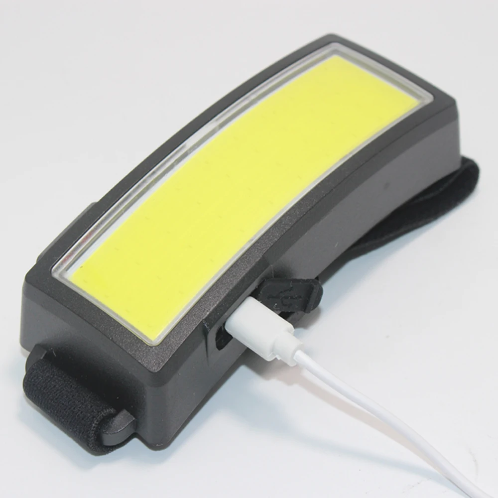 Mini lampe frontale Portable COB, 3 Modes d'éclairage, avec batterie intégrée, Rechargeable par USB