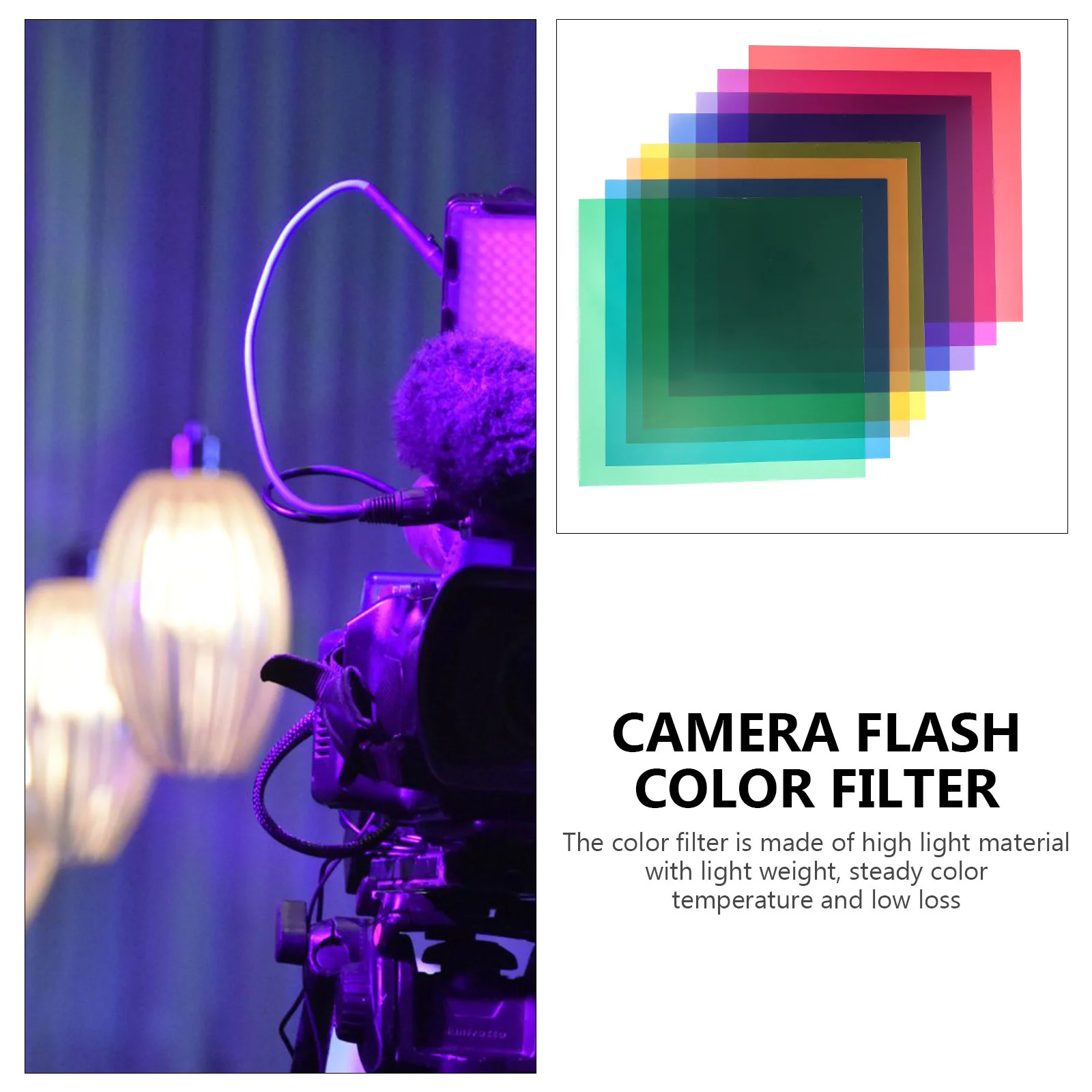 

8pcs Flashlight Color Gel Filters Transparent Light Gels For Film Stage Lighting Color Correction Kit