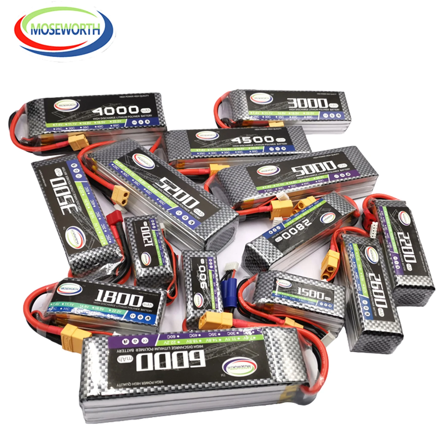 Moseworth 4S 14.8V 2200mah 3300mah 5200mah 6000mAh 4S RC LiPo Battery 25C 30C 35C 40C 60C For RC Car Truck Airplane Drone