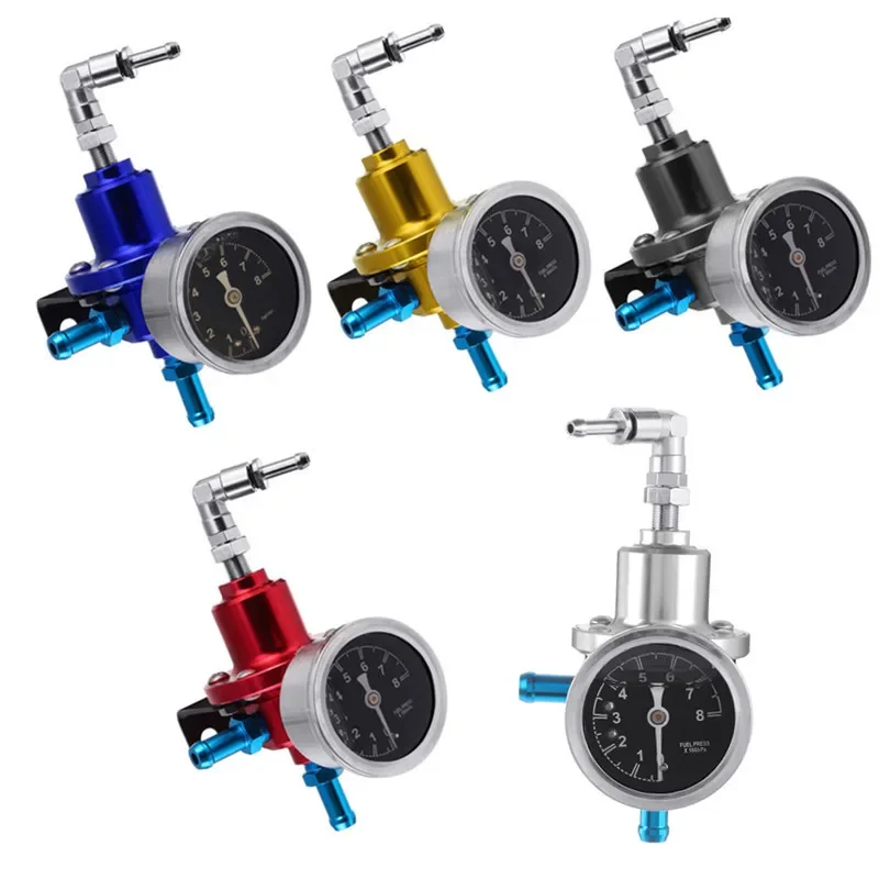 Universal Adjustable Fuel Pressure Regulator Aluminum Car Accessories Vehicle Refitting Fuel Supercharger with Gauge Kit