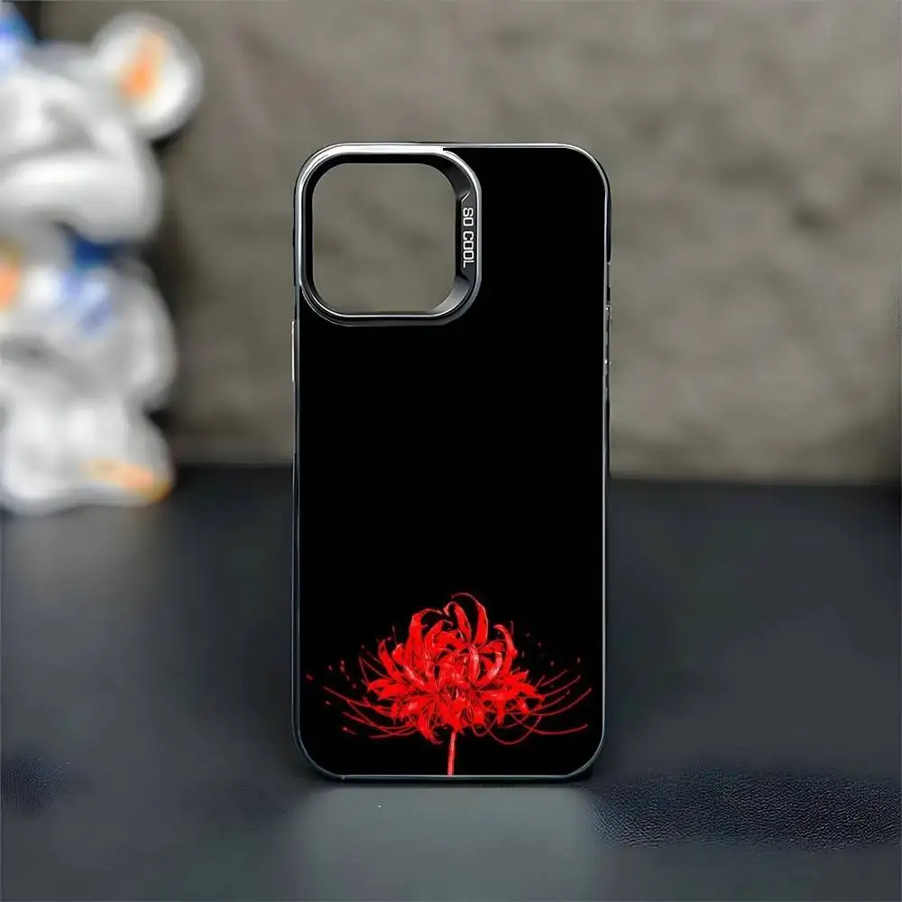 حافظة هاتف ريد سبايدر ليلي فلاور أوف هيل لهاتف آيفون 17,16,15,14,13,12,11 Plus، Pro Max غطاء أسود غير لامع مقاوم للصدمات