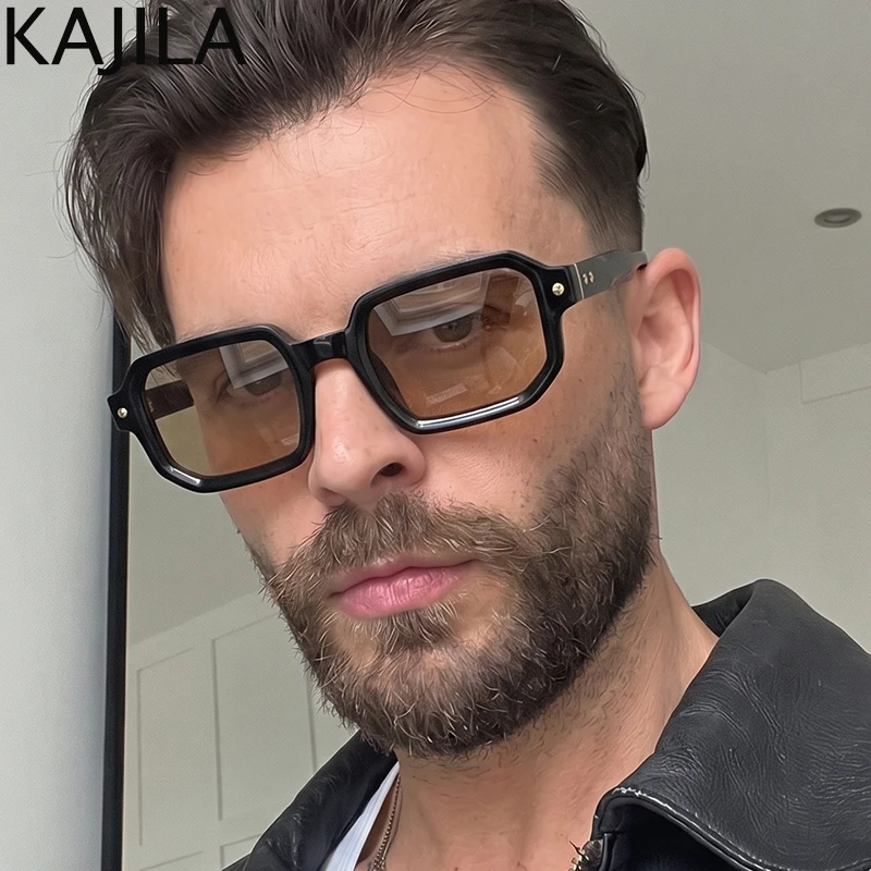 Photochromic Steampunk Rectangle Sunglasses Men 2026 Luxury Designer Retro Hip Hop Square Sun Glasses for Male Driving Shades