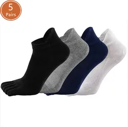 5 Pairs Socks With Toes Mans Cotton Solid Breathable Protect Ankle No Show Socks Summer Five Finger Socks Sokken Good Quality
