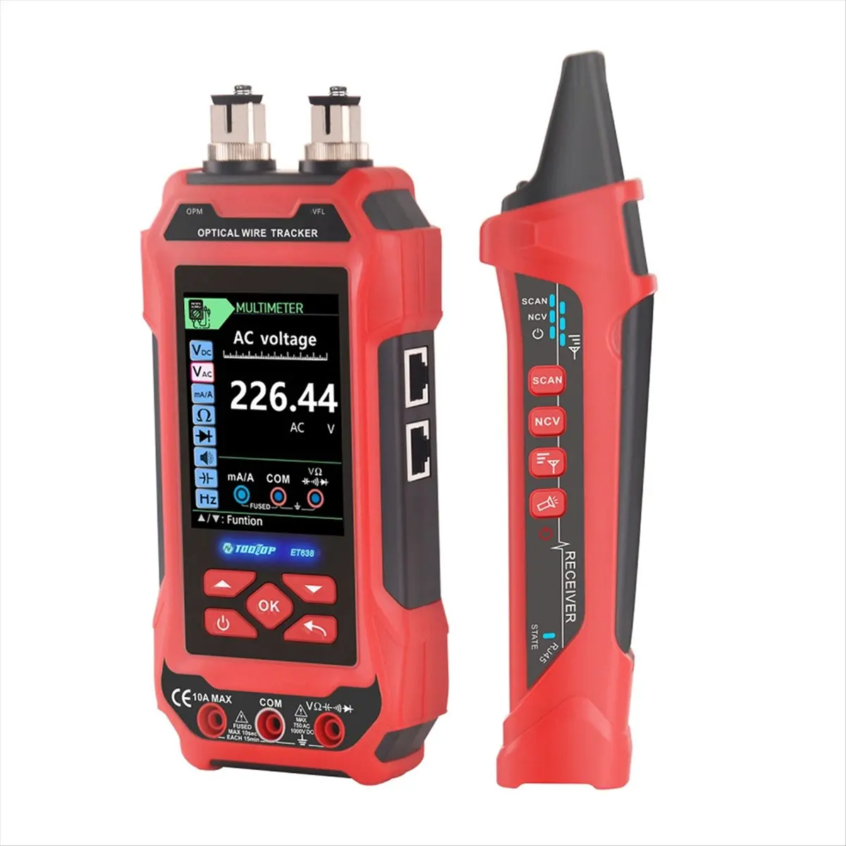 A73P  Network Cable Tester 4 in 1 Multi-Function Fiber Optical Power Meter Visual Fault Locator Noise-Free LAN Line Tracking